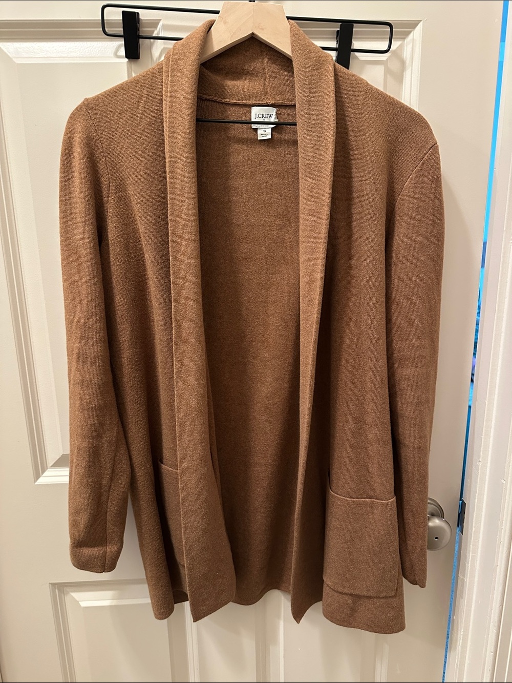 J. Crew Factory Camel Open-Front Shawl Collar Cardigan